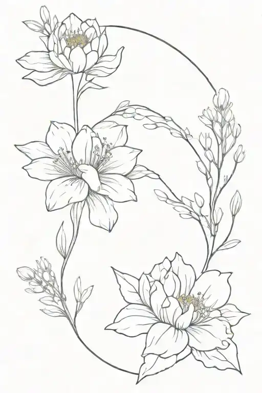august and october birth flowers in a bouquet  tattoo design idea