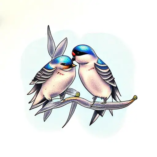 two Swallow Birds tattoo design idea
