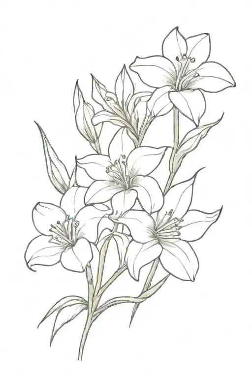 3 flowers (gladiolus, daisy and narcissus) tattoo design idea