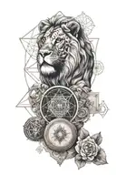 forex trading chart with moneybags and a lion with sacred geometry  tattoo design idea