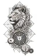 forex trading chart with moneybags and a lion with sacred geometry  tattoo design idea