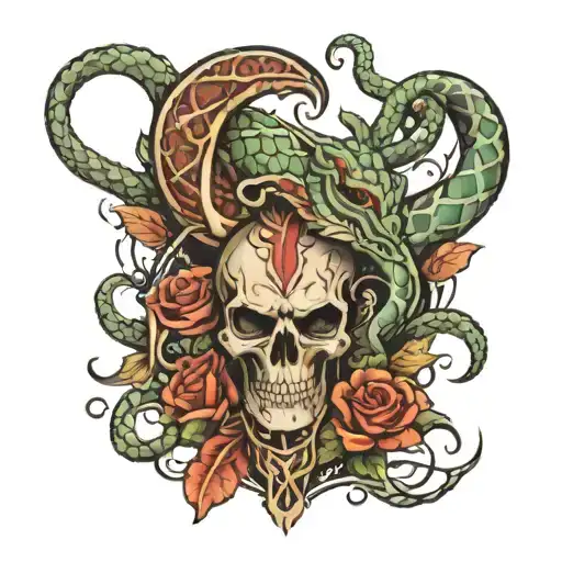 armas y serpientes  tattoo design idea