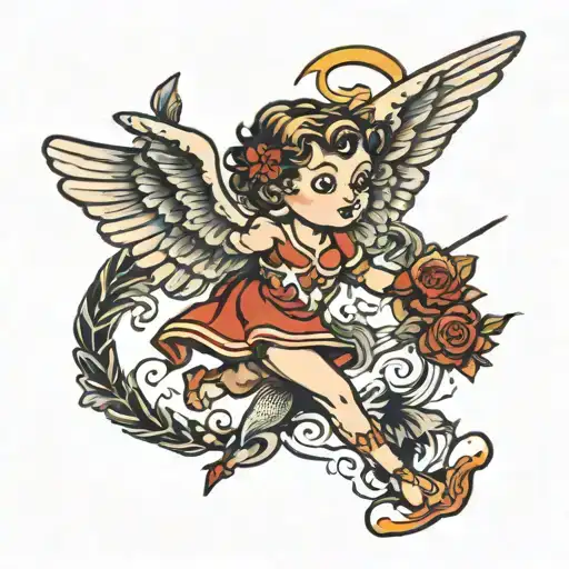 off-duty cupid tattoo design idea