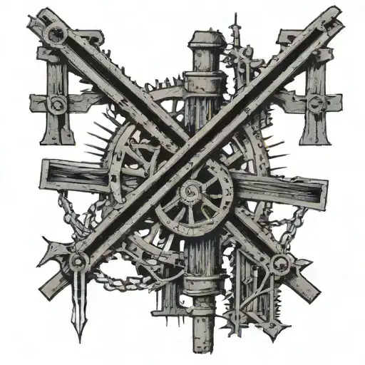railroad nail tattoo design idea