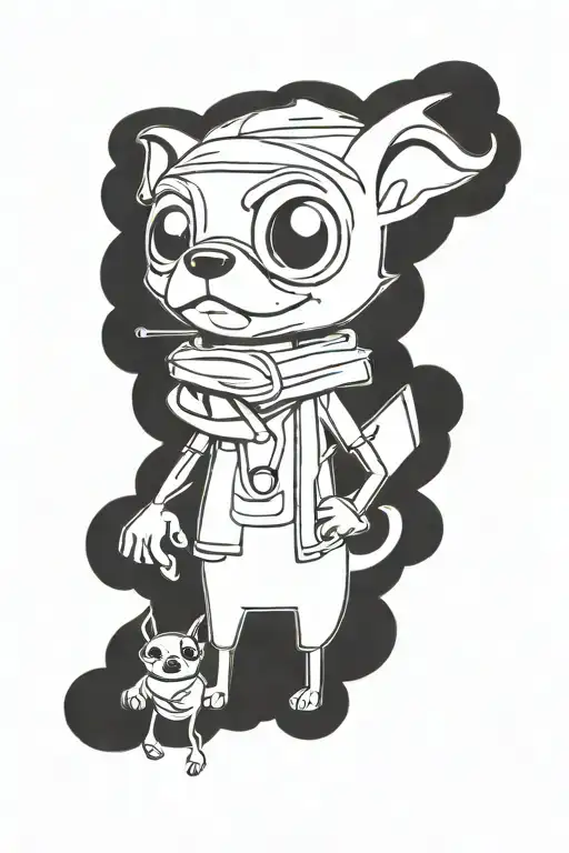 cartoon adventure time chihuahua tattoo design idea