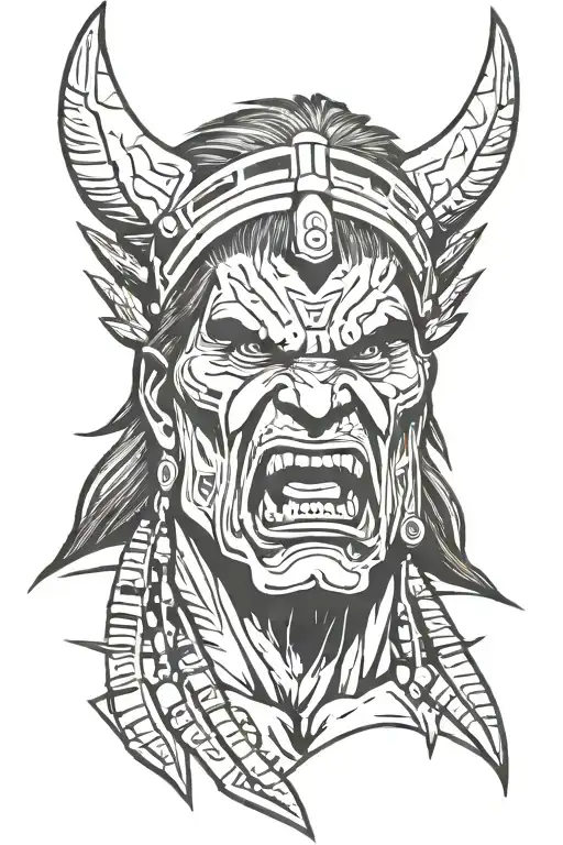native american chief hulk monster yelling tattoo design idea