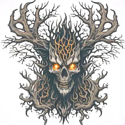 firewood bush fire flames tattoo design idea
