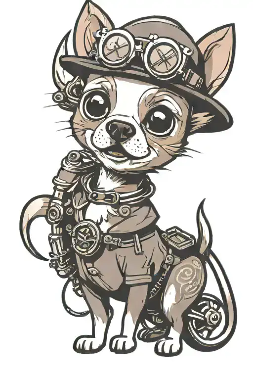 animation style adventure time chihuahua tattoo design idea