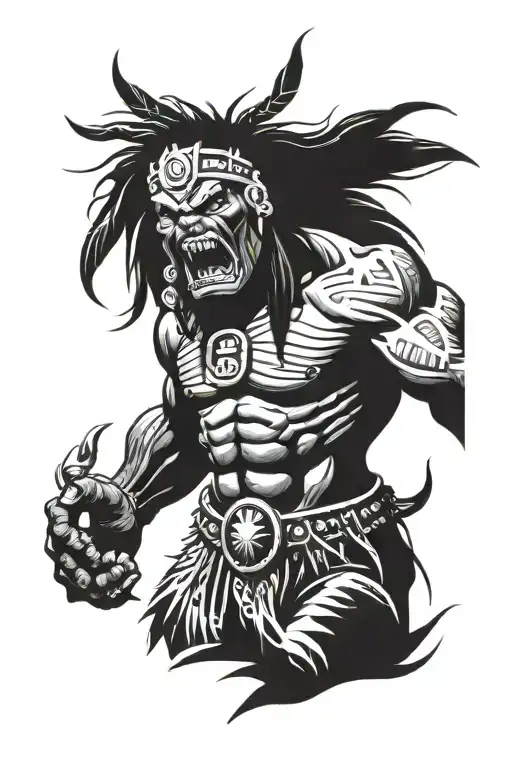 native american chief hulk monster roaring tattoo design idea