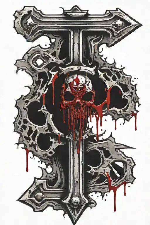 railroad spike bloody tattoo design idea