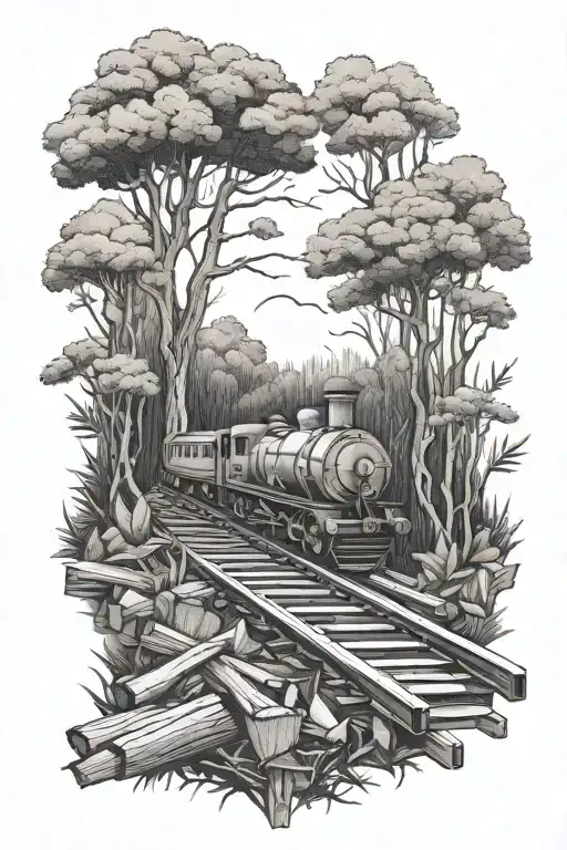 Rail, firewood, bush  tattoo design idea