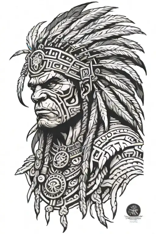 native american chief full body hulk mutant angry tattoo design idea