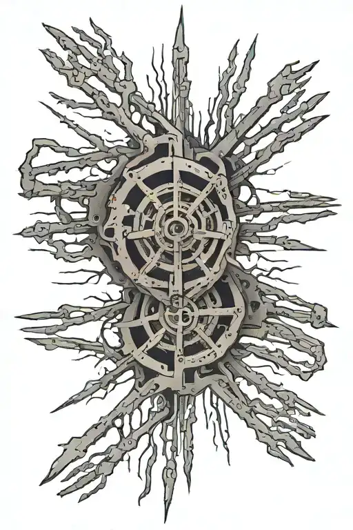 railroad nails bloody tattoo design idea