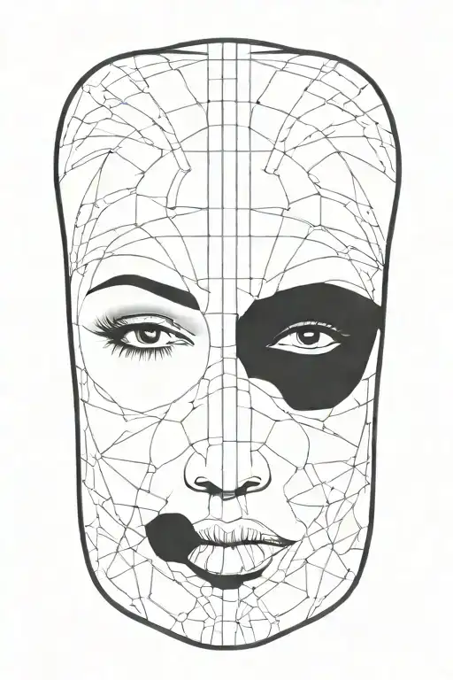 head of a woman with solid black eyes simple tattoo design idea