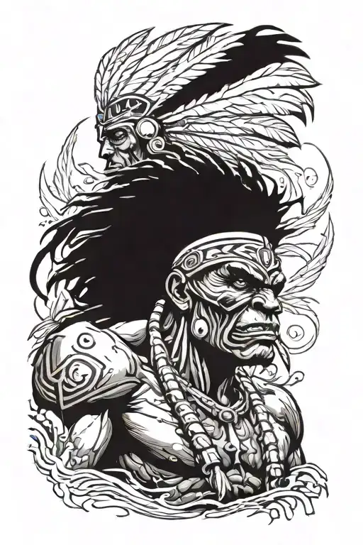 native american chief full body hulk mutant angry tattoo design idea