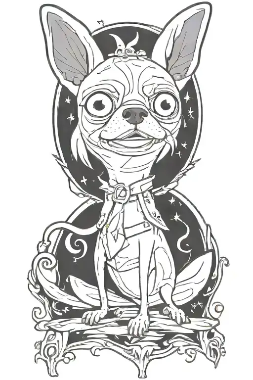 animation style adventure time chihuahua tattoo design idea