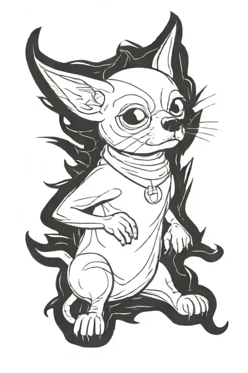 animation style adventure time chihuahua tattoo design idea