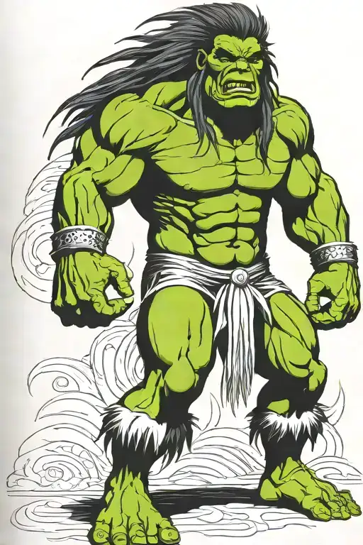 Full Body Hulk Indian Chief Angry Yelling  tattoo design idea