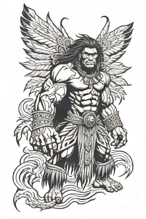 native american chief full body hulk mutant angry tattoo design idea