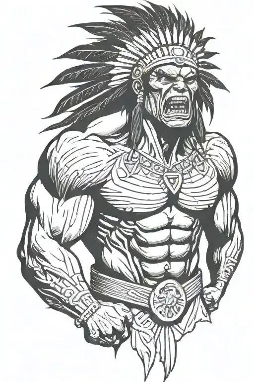 native american chief hulk monster yelling tattoo design idea
