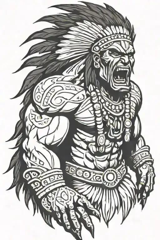 native american chief hulk monster yelling tattoo design idea
