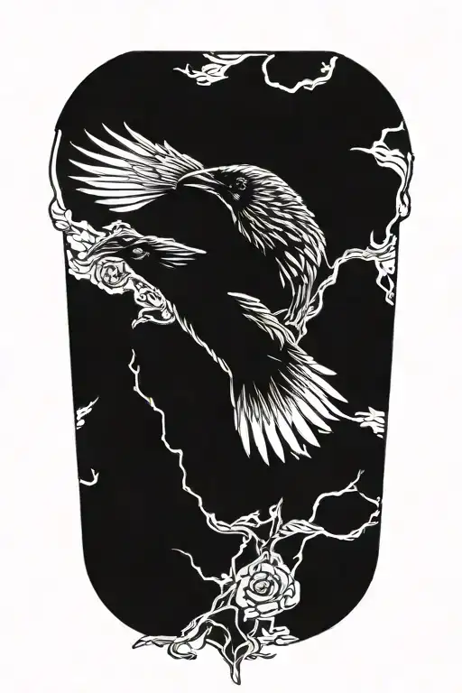Raven Flying Blackout tattoo design idea