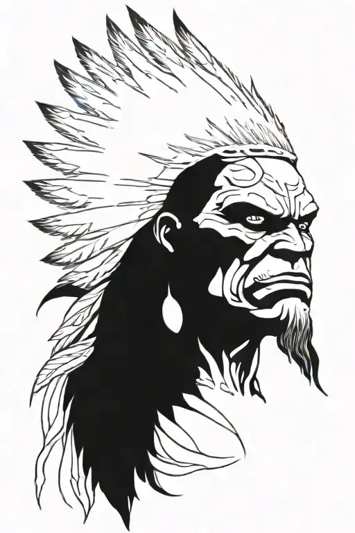 native american chief full body hulk mutant tattoo design idea