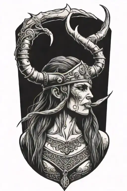 viking woman tattoo design idea