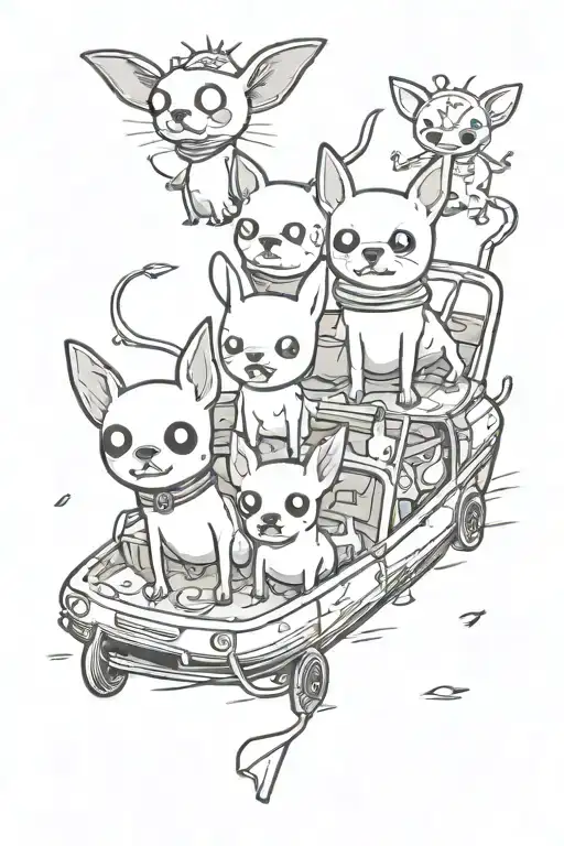 chihuahuas adventure time style illustration tattoo design idea