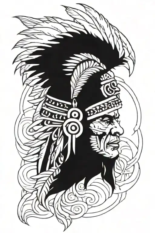 Native American Chief Feather Head Dress Hulk Angry Screaming Full Body tattoo design idea