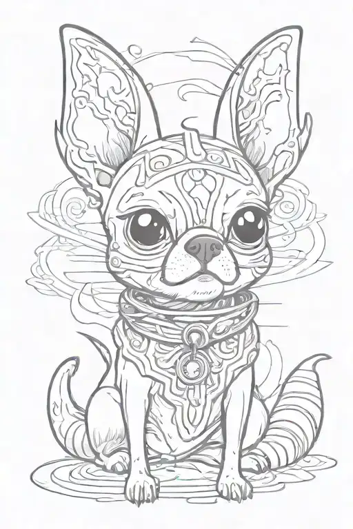 animation style adventure time chihuahua tattoo design idea
