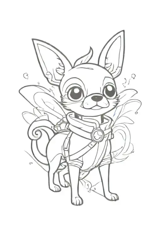 animation style adventure time chihuahua tattoo design idea