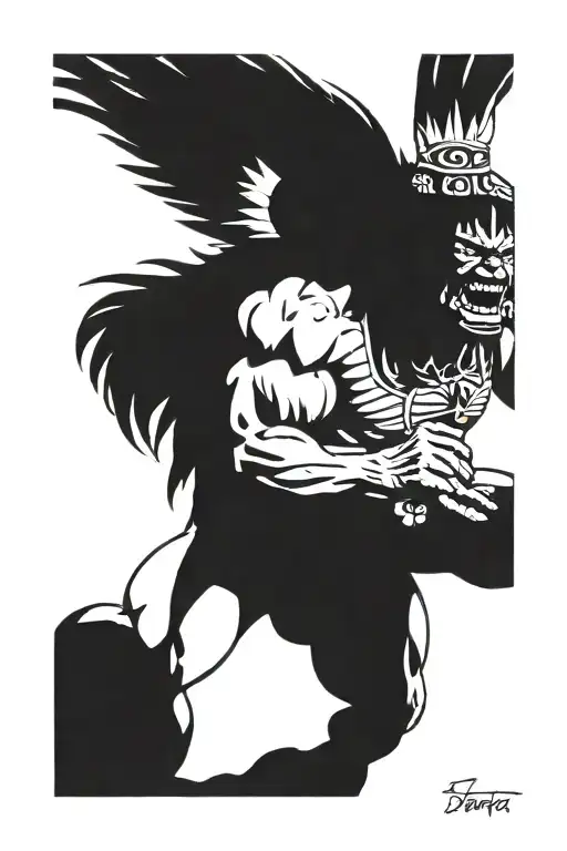 native american chief full body hulk mutant tattoo design idea