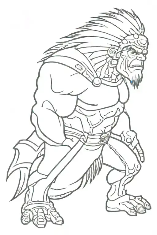native american chief hulk monster tattoo design idea