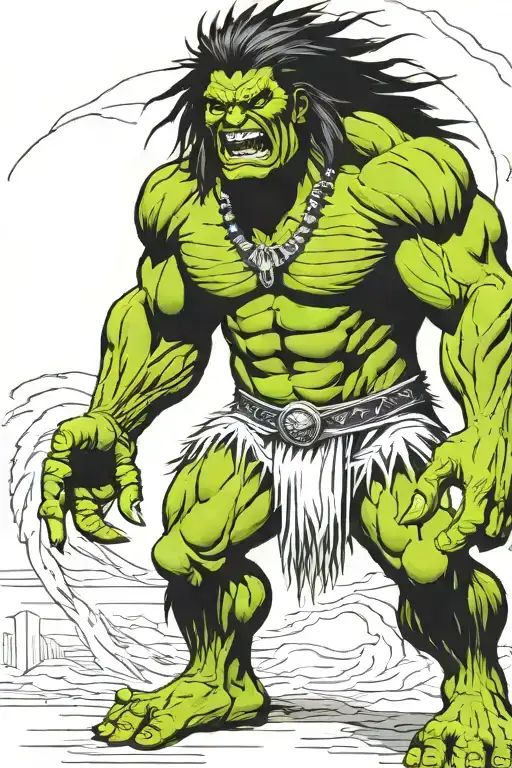 native american chief hulk monster roaring full body tattoo design idea