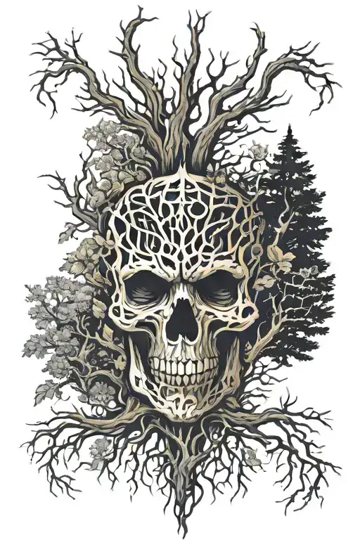 forrest fire bush wood  tattoo design idea