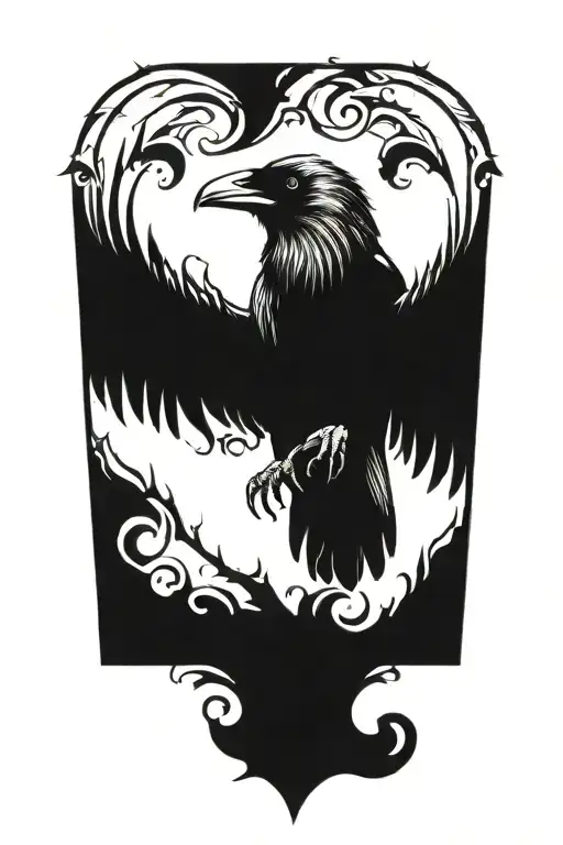 Blackout Raven no background tattoo design idea