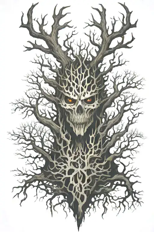 forrest fire bush wood  tattoo design idea