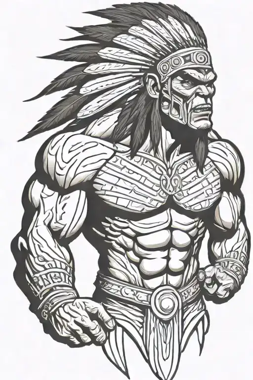 native american chief hulk monster yelling tattoo design idea