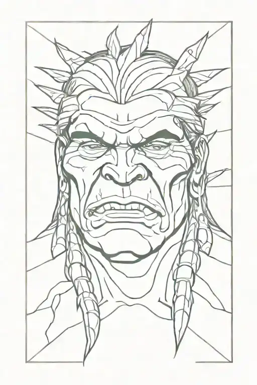 native american chief hulk monster tattoo design idea