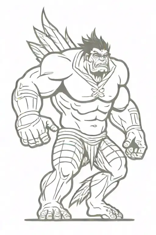 native american hulk monster angry tattoo design idea