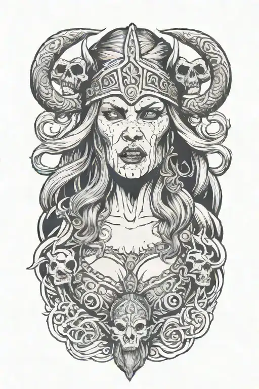 viking woman tattoo design idea