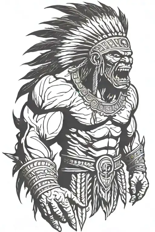 native american chief hulk monster yelling tattoo design idea