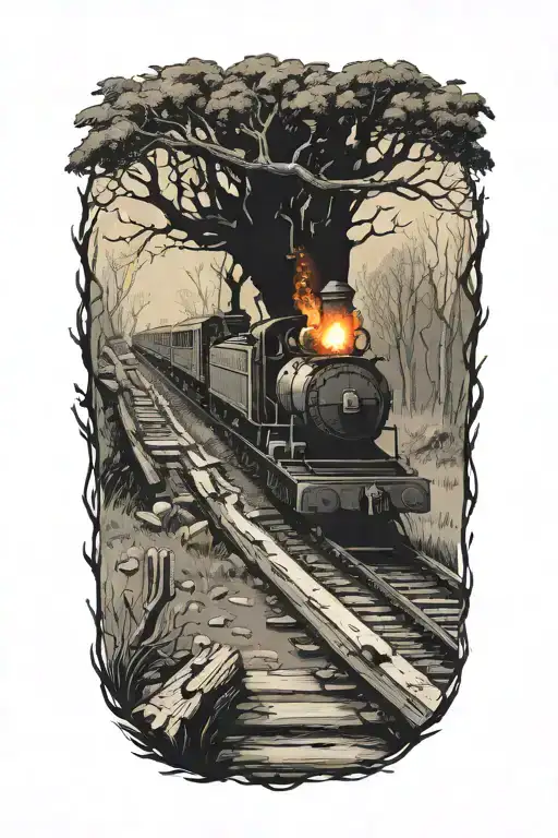 Rail, firewood, bush  tattoo design idea