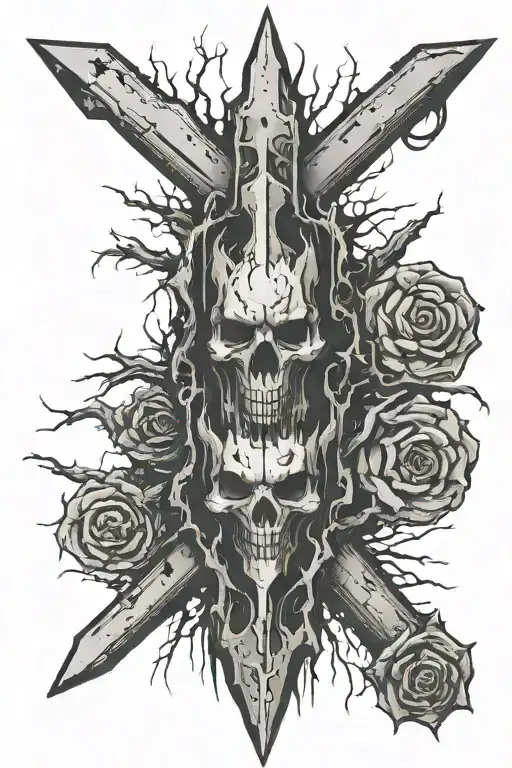 railroad spike bloody tattoo design idea