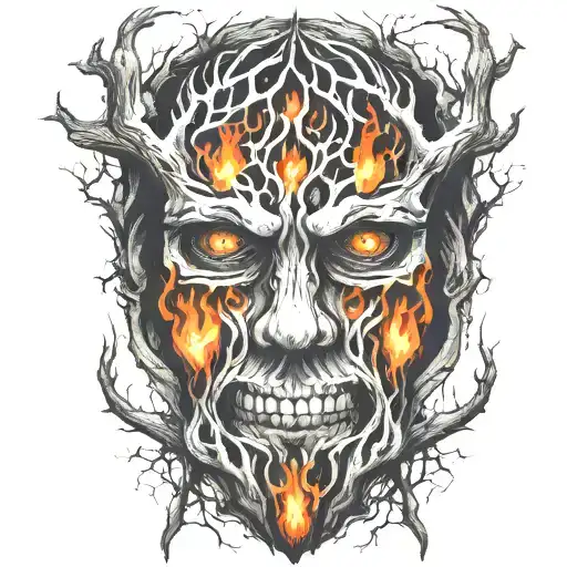 firewood bush fire tattoo design idea