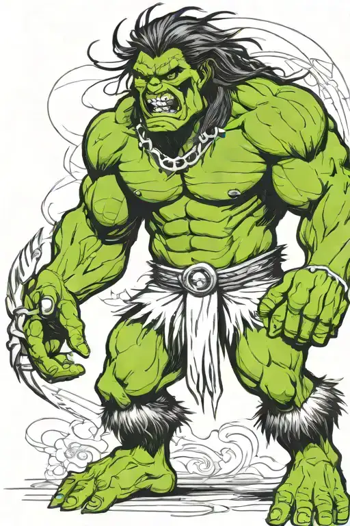 native american chief hulk monster roaring full body tattoo design idea