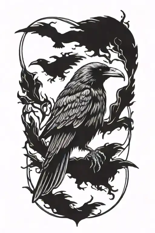 Blackout Raven tattoo design idea