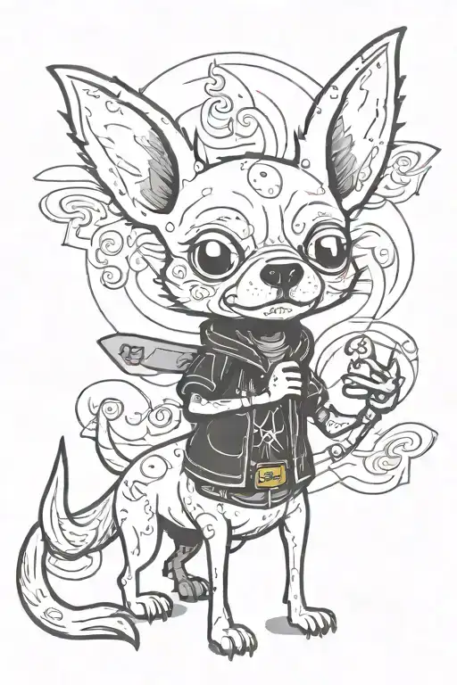 animation style adventure time chihuahua tattoo design idea