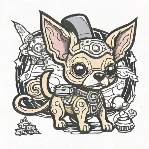 chihuahua in adventure time style tattoo design idea